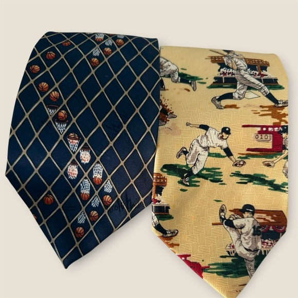 Nicole Miller Other - Vintage Baseball and basketball Themed silk Tie Set of two